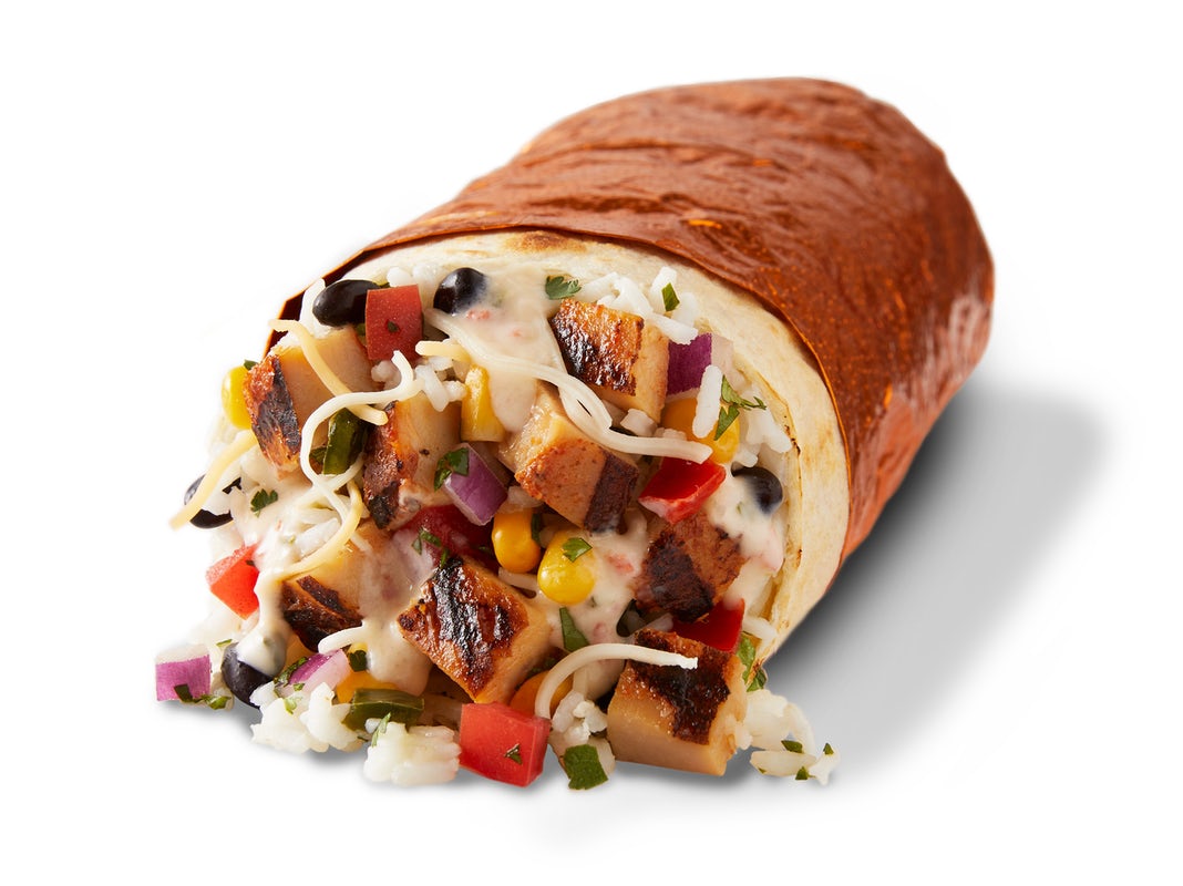 Order Chicken Queso Burrito food online from Qdoba Mexican Eats store, Wheaton on bringmethat.com