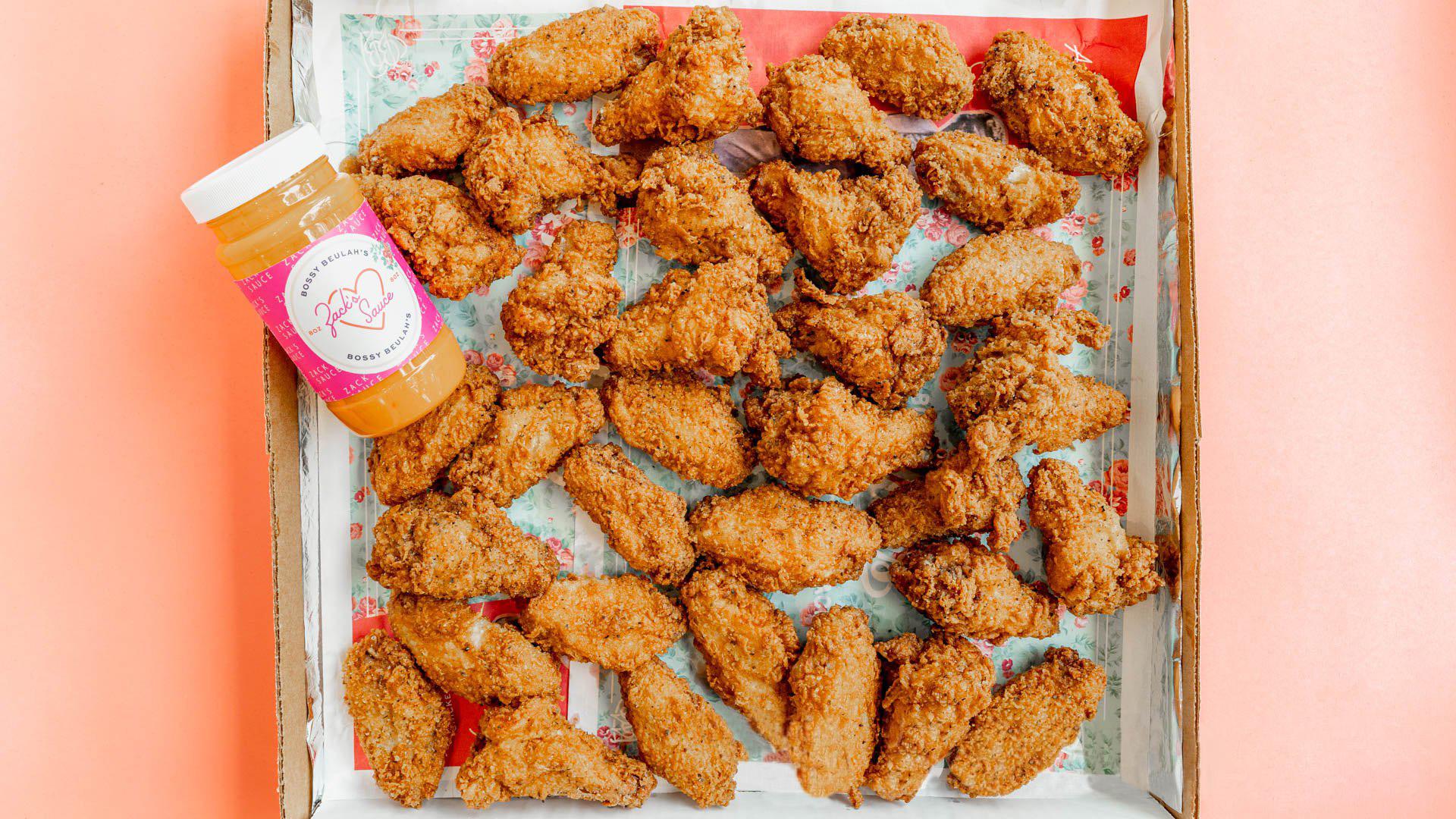 Order Box of Wings 3 lb food online from Bossy Beulah'S store, Winston-Salem on bringmethat.com