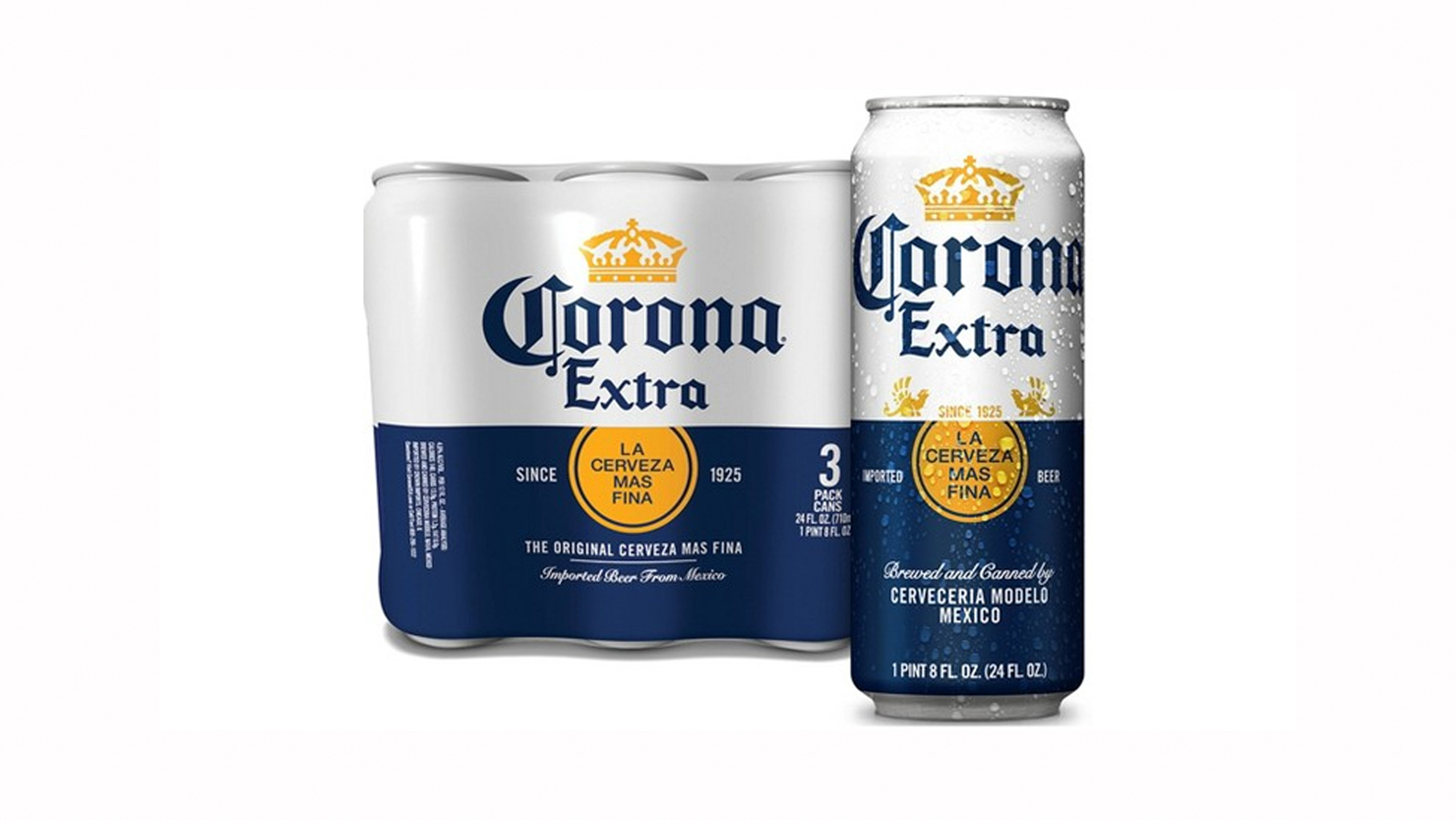 Order Corona 3 Pack 24oz Cans food online from Extramile store, Temple City on bringmethat.com