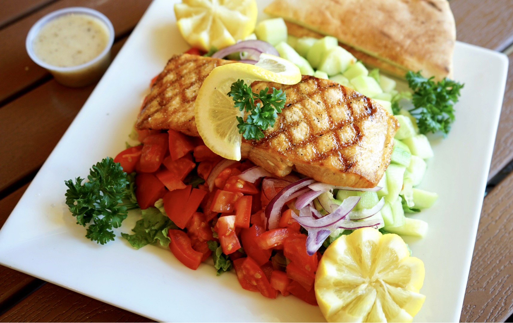 Order Salmon Salad food online from California Pita - Beverly Hills store, Beverly Hills on bringmethat.com