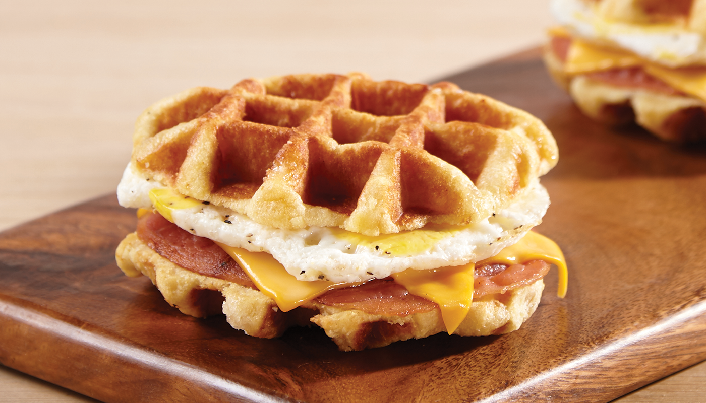 Order Waffle - Bacon, Egg, Cheese (355cal) food online from Quickchek store, Jefferson on bringmethat.com