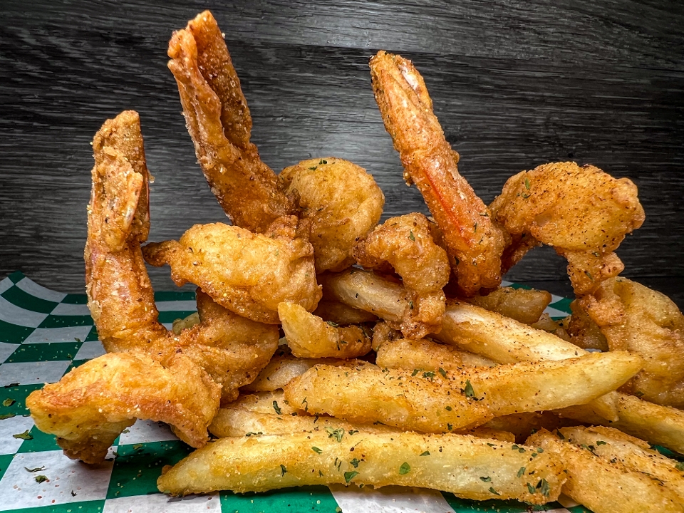 Order (5pc.) Butterfly Shrimp w/ Fries food online from The Steak Out- East York store, York on bringmethat.com