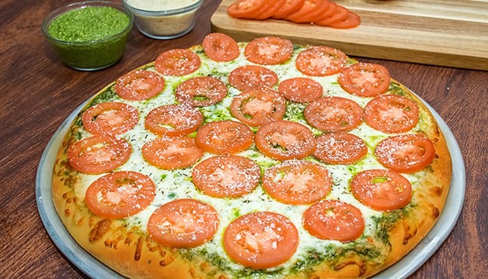Order 9. Pesto Award Pizza food online from Premier Pizza - Santa Clara store, Santa Clara on bringmethat.com