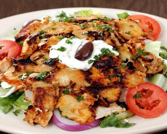 Order CHICKEN SHAWARMA SALAD food online from Roman's Cafe on Airline store, Baton Rouge on bringmethat.com