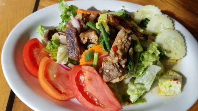 Order 6. Yum Nua Spicy Beef Salad food online from Peppers Thai Cuisine store, Palm Desert on bringmethat.com