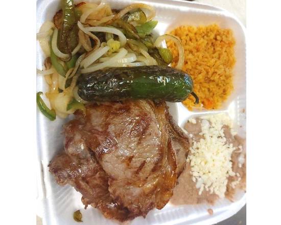 Order Carne Asada Plate  food online from Melo Burger store, Inglewood on bringmethat.com