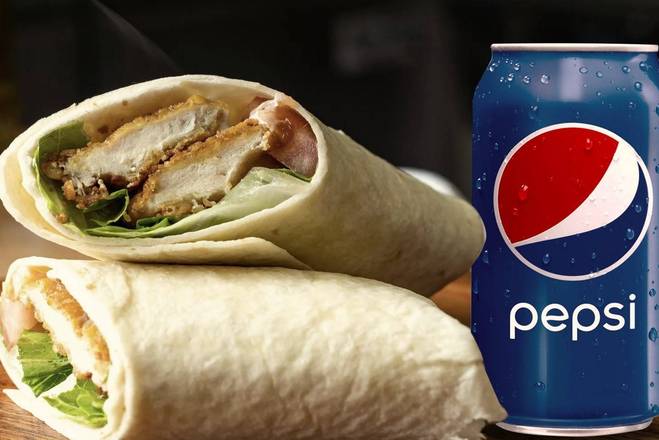 Order Crisp Chicken Tender Wrap and a 12oz Pepsi Product food online from The Chicken Chicken Place store, Washington on bringmethat.com
