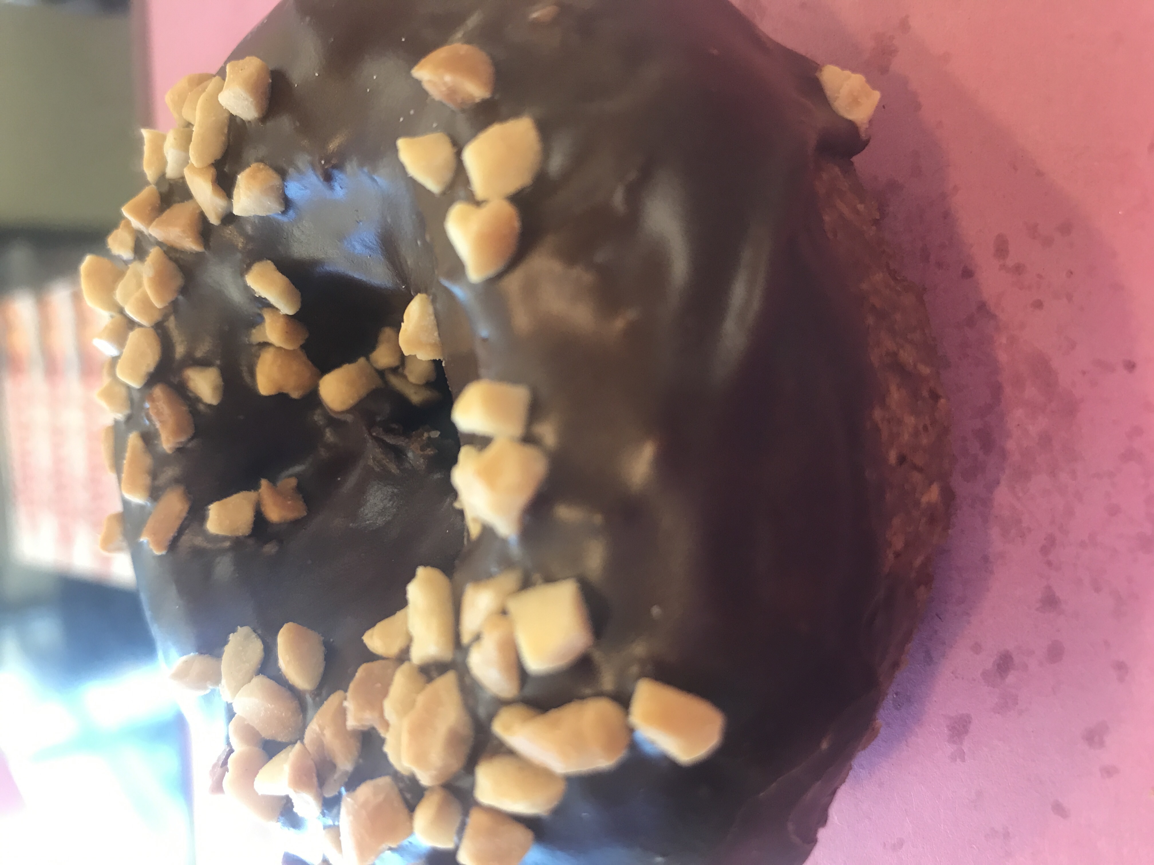 Order Chocolate Cake Donut with Peanuts food online from Angel Panama Lane Donuts store, Bakersfield on bringmethat.com