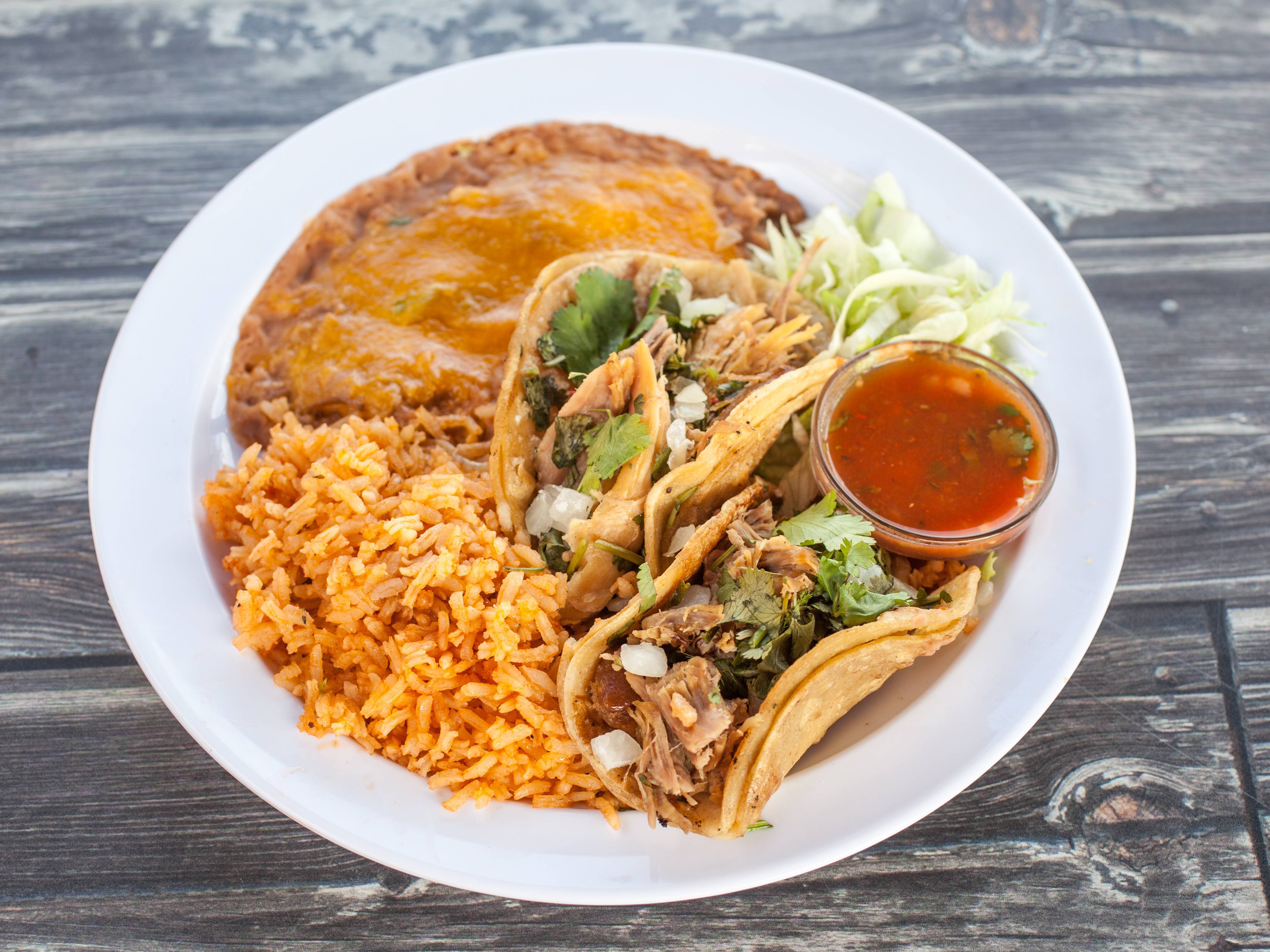 Order 2 Tacos Combo Plate food online from Taco Hut store, Ontario on bringmethat.com