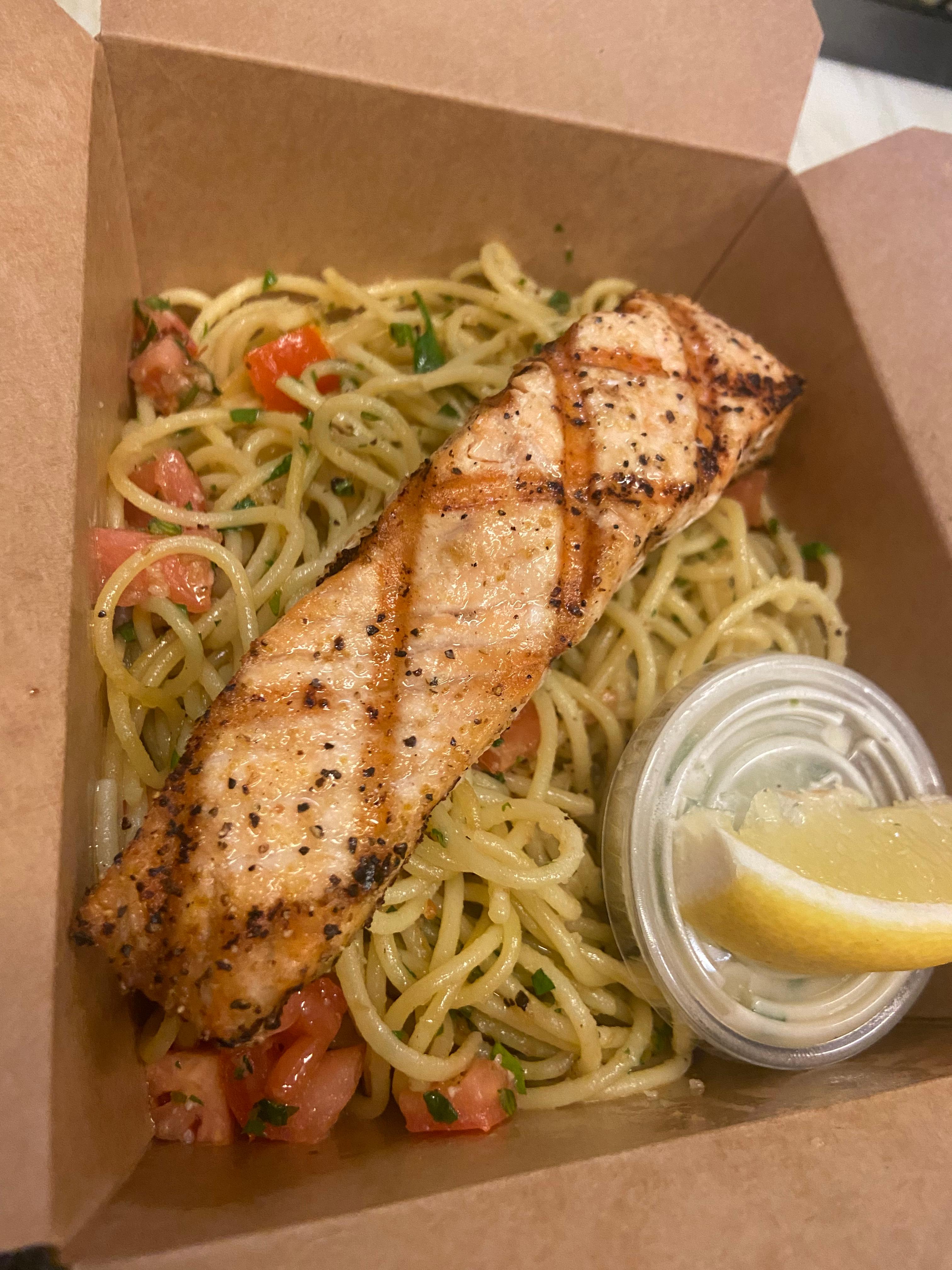 Order Blackened Salmon & Butter Pasta food online from Lacquered store, Long Beach on bringmethat.com