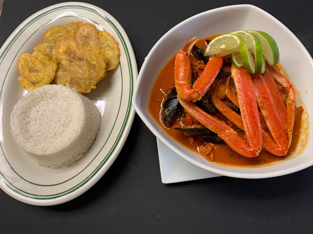 Order Seafood Stew with Rice and Green Plantains food online from Pocono Cafe store, East Stroudsburg on bringmethat.com