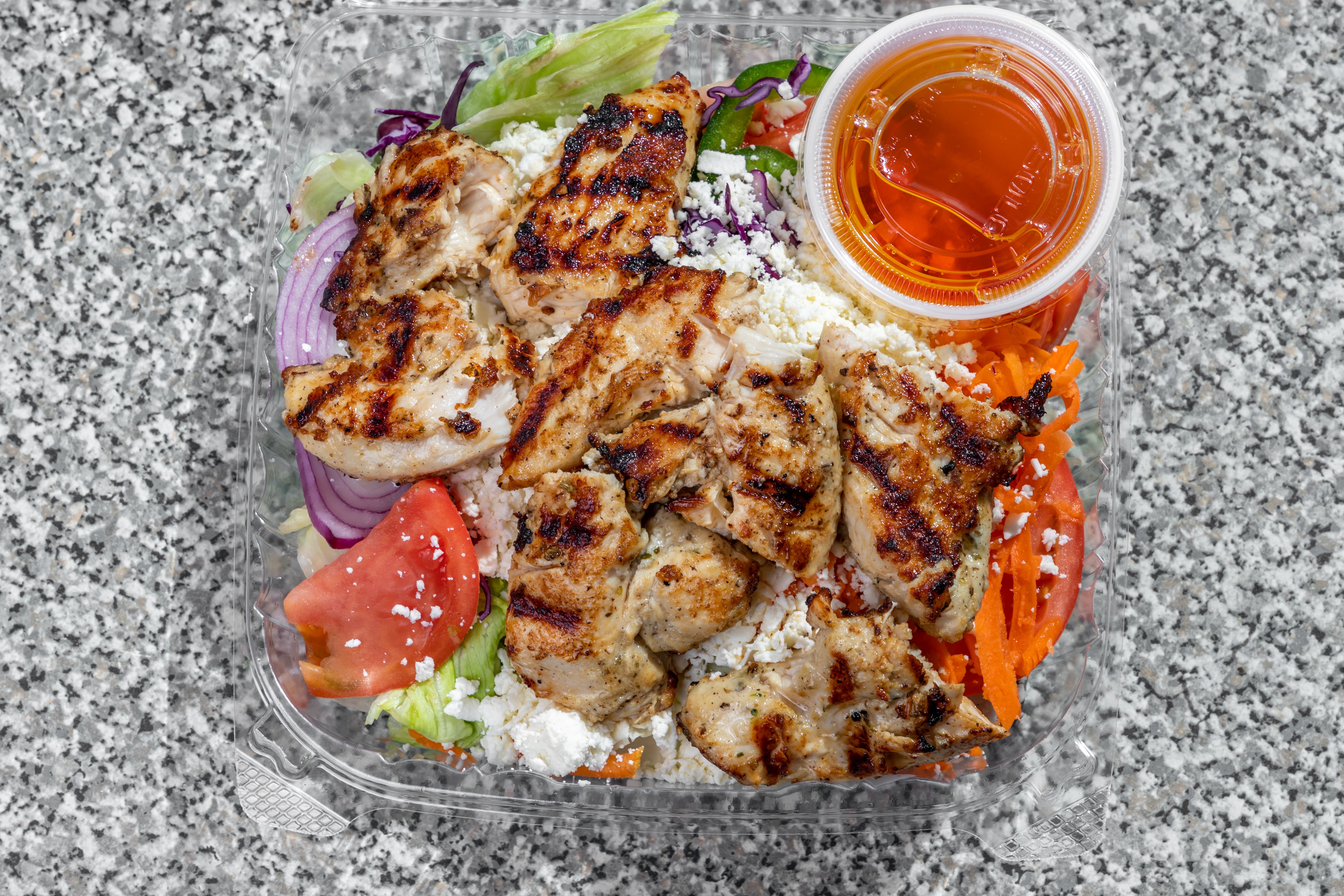 Order Grilled Chicken Salad - Salad food online from Ellie's Pizza store, Beverly Farms on bringmethat.com