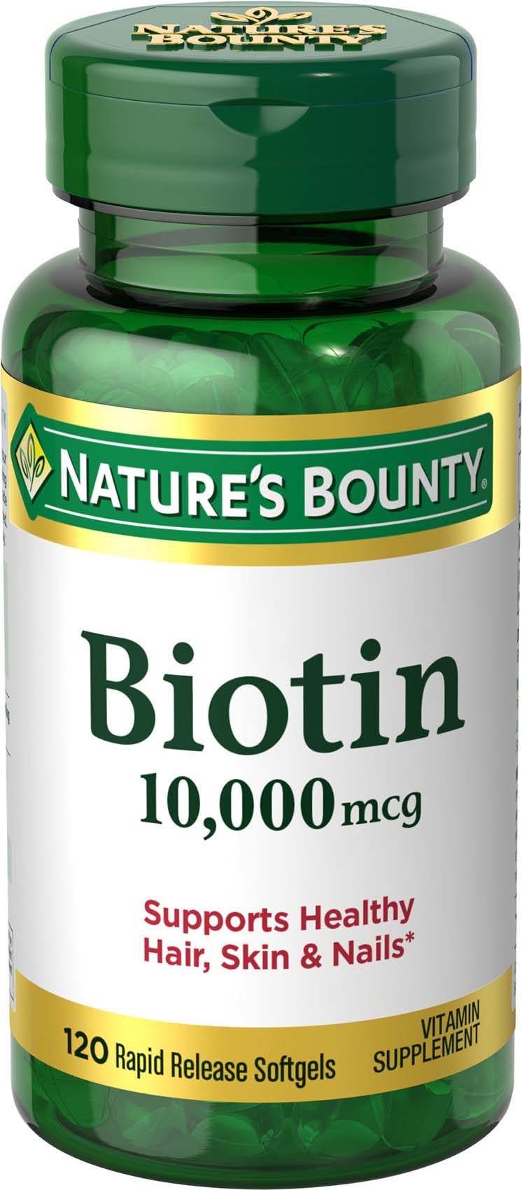 Order Nature's Bounty Biotin Softgels, 10,000mcg - 120 ct food online from Rite Aid store, REEDLEY on bringmethat.com