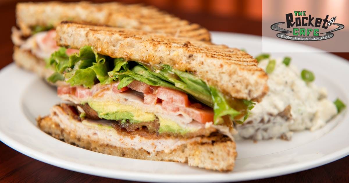 Order Bacon & Avocado Club Sandwich - Sandwich food online from Rocket Cafe store, Gallup on bringmethat.com