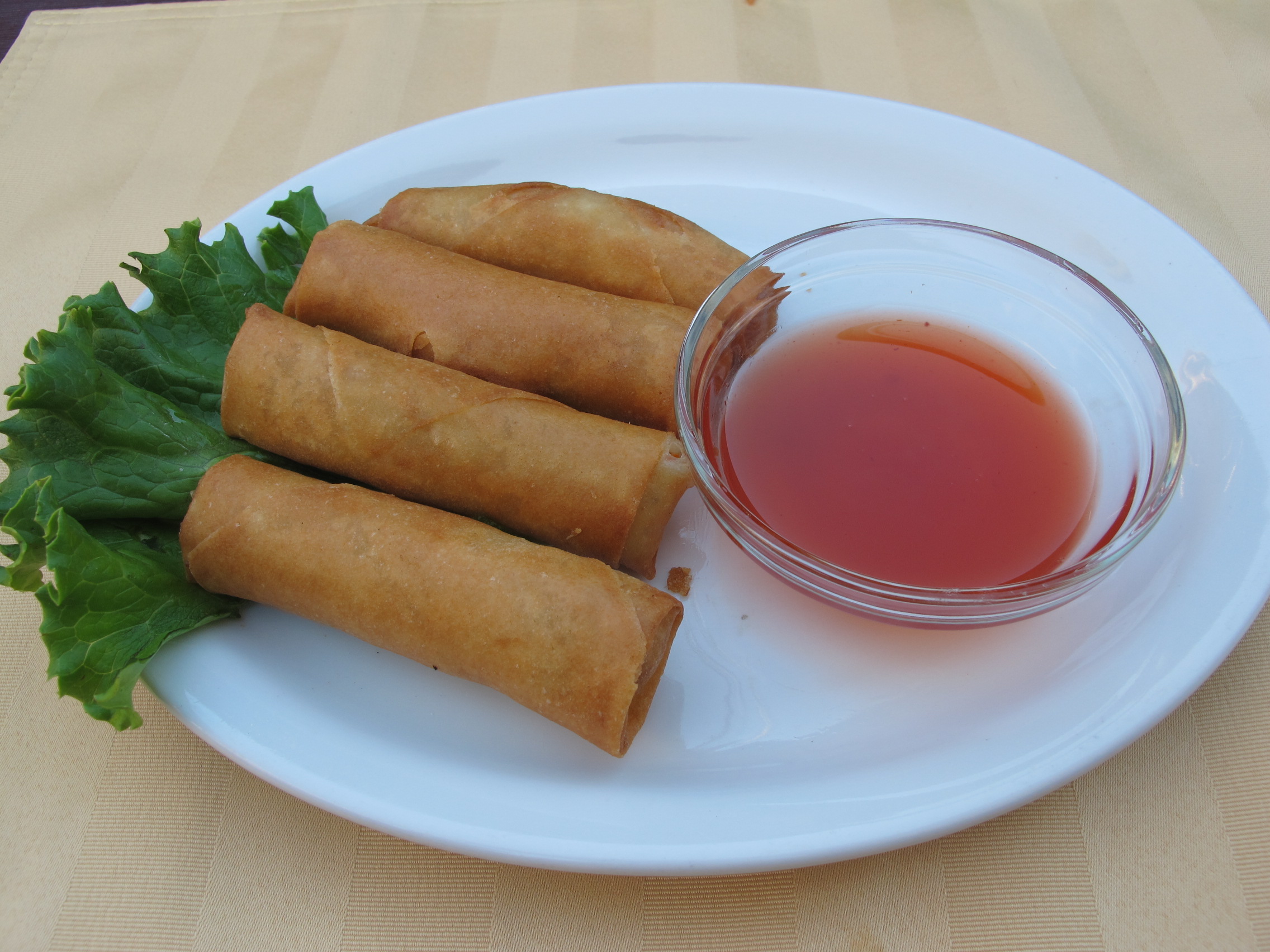 Order 3. Thai Egg Rolls(vegetable egg roll) food online from Thailand Restaurant store, Modesto on bringmethat.com