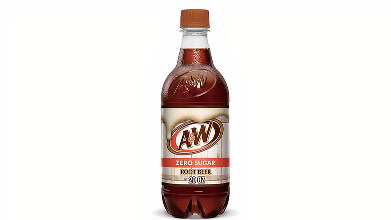 Order A&W Zero Sugar Root Beer Soda- 20 oz bottle food online from Mac On 4th store, Alton on bringmethat.com