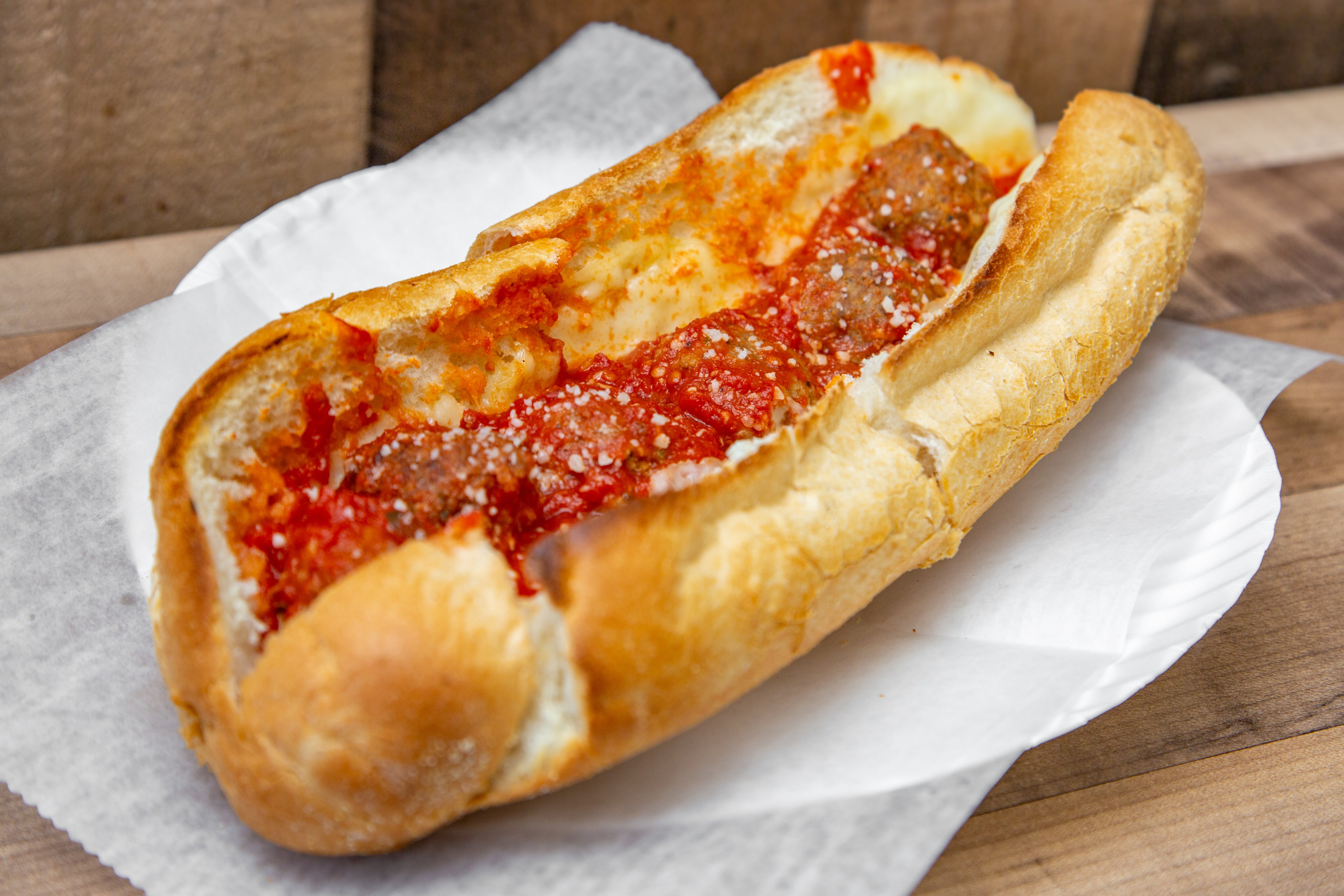 Order Meatball Parm Sub - 12" food online from Mama Ginas store, Somerville on bringmethat.com