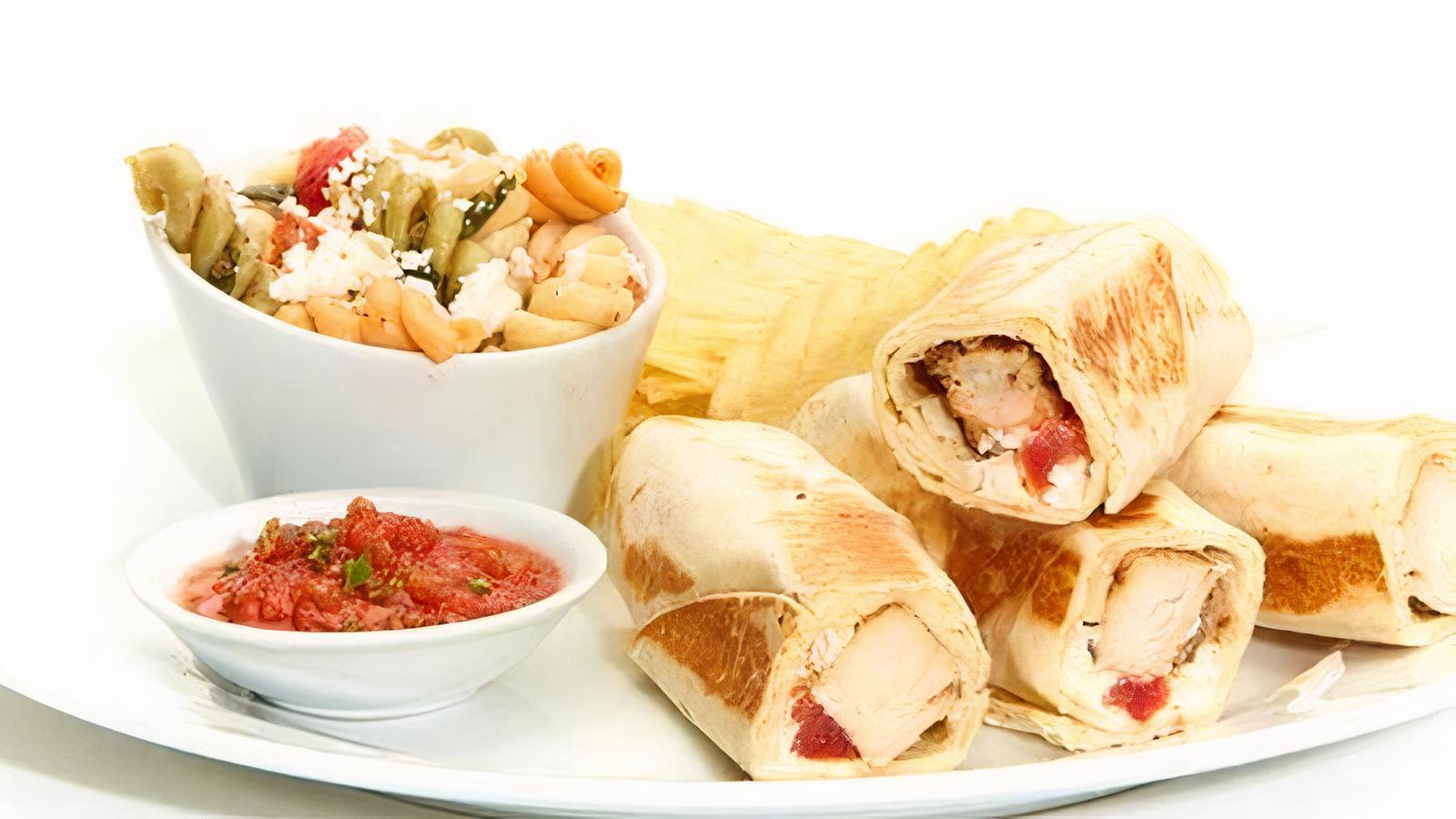 Order Grilled Chicken Roll-Up food online from Tazikis Mediterranean Cafe store, Denver on bringmethat.com