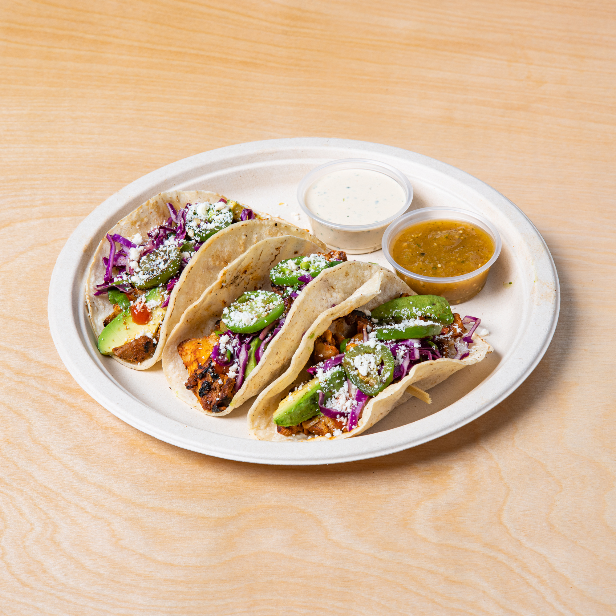 Order Spicy Chicken Tacos food online from Green Tomato Grill store, Brea on bringmethat.com