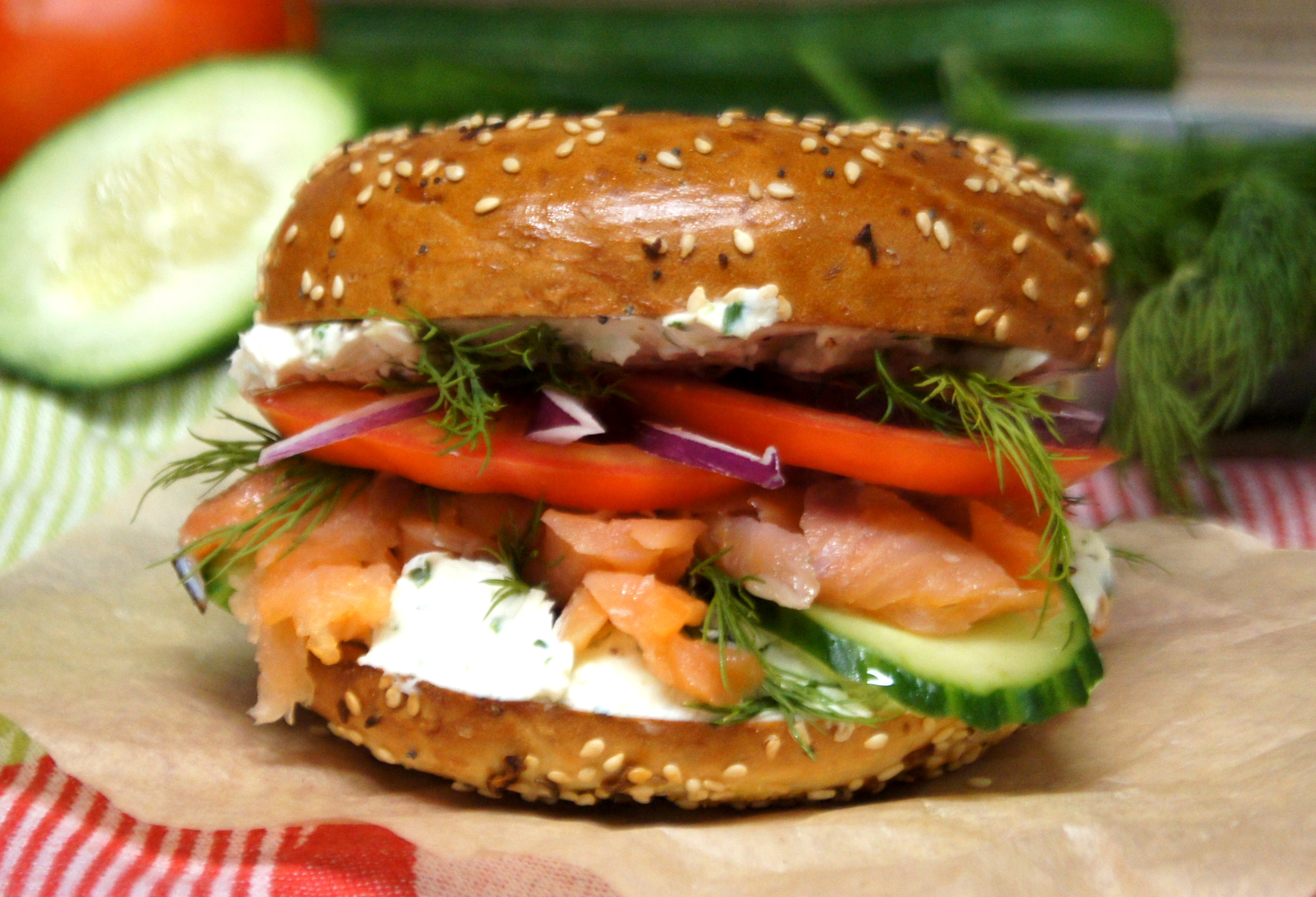 Order Smoked Salmon and Cream Cheese Bagel food online from Crostini & Java store, San Francisco on bringmethat.com