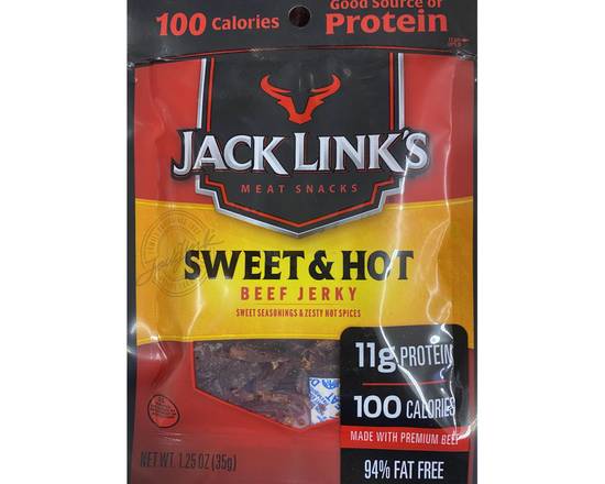 Order Jack Link's Sweet & Hot Beef Jerky 1.25oz  food online from Moby Liquor store, Los Angeles on bringmethat.com