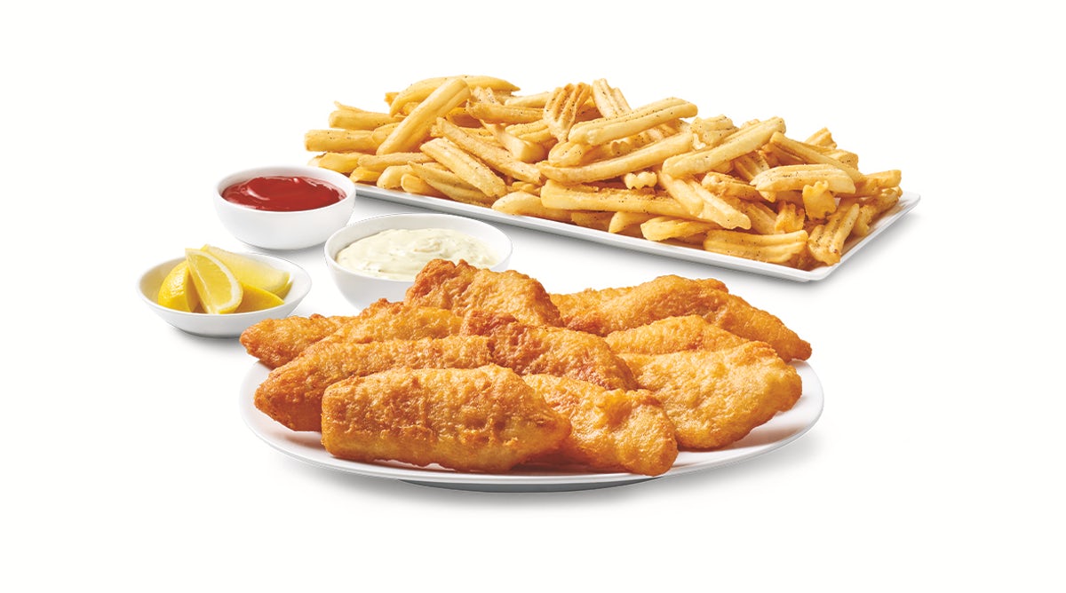 Order Fish & Chips Pack  food online from Denny's store, Stockton on bringmethat.com