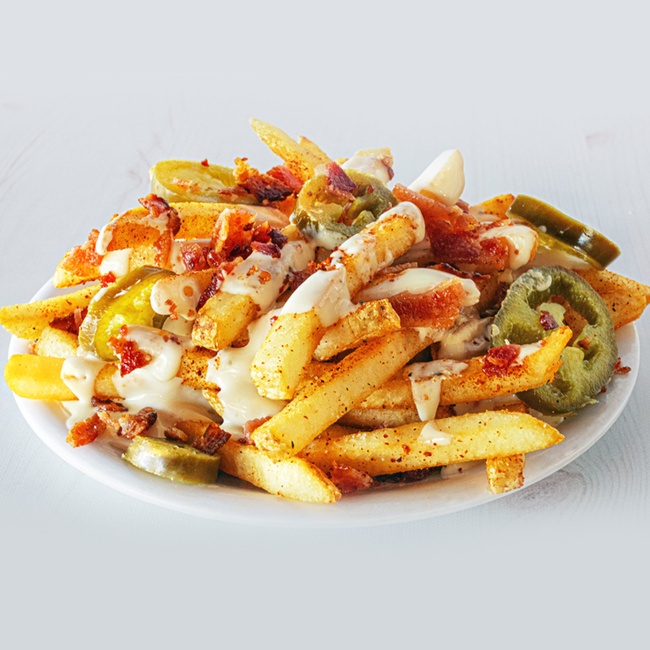 Order Side Bacon Jalapeño Cheese Fries food online from Hurricane Grill & Wings store, Lindenhurst on bringmethat.com