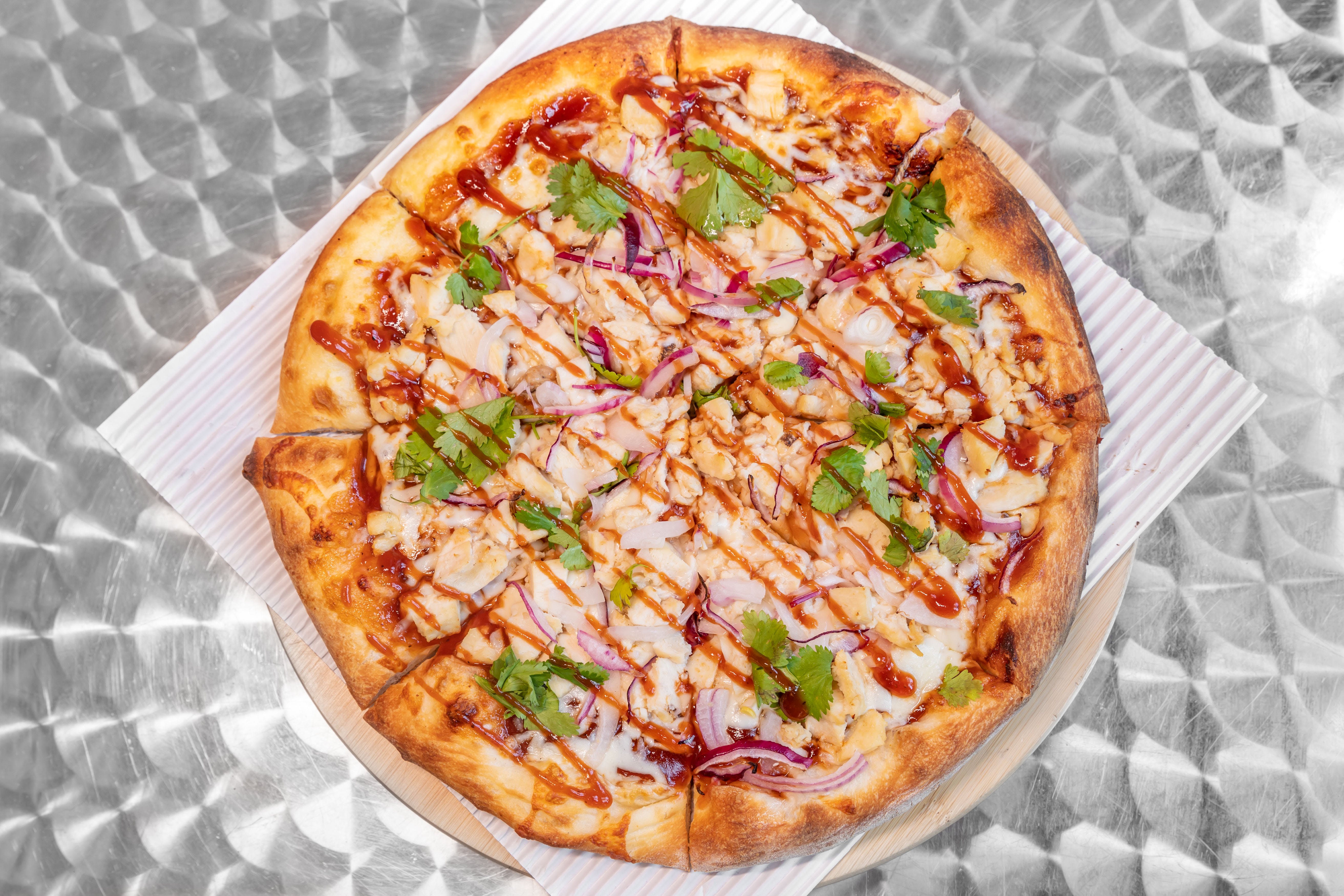 Order BBQ Chicken Pizza - Medium 12" food online from Promenade Pizza store, Anaheim on bringmethat.com