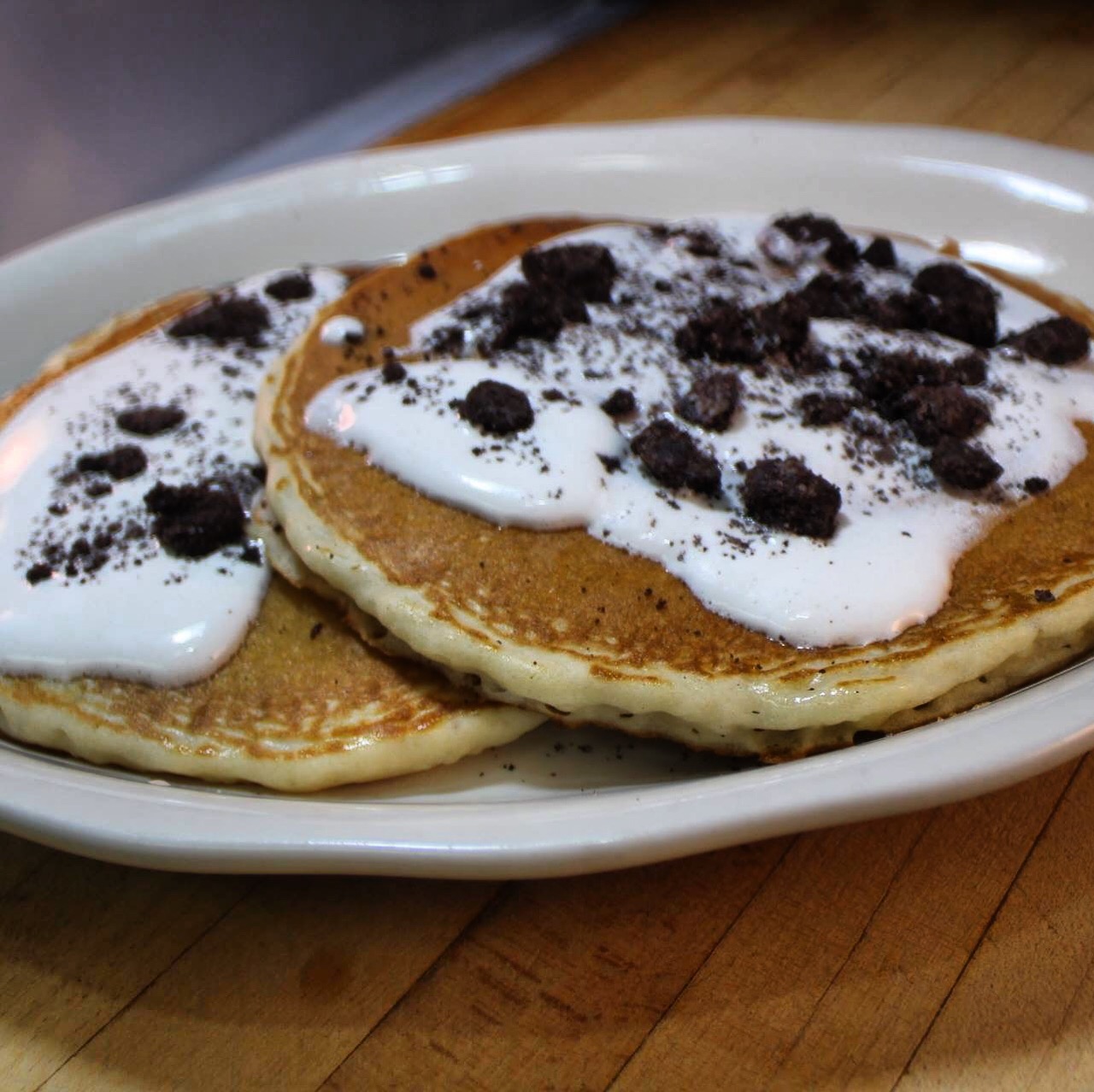 Order Cookies & Cream Pancakes  food online from Athenian Restaurant store, Philadelphia on bringmethat.com