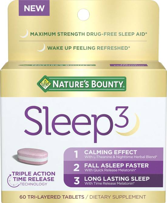 Order Nature's Bounty Sleep3 Nighttime Herbal Blend & Time Release Melatonin (60 ct) food online from Rite Aid store, Palm Desert on bringmethat.com