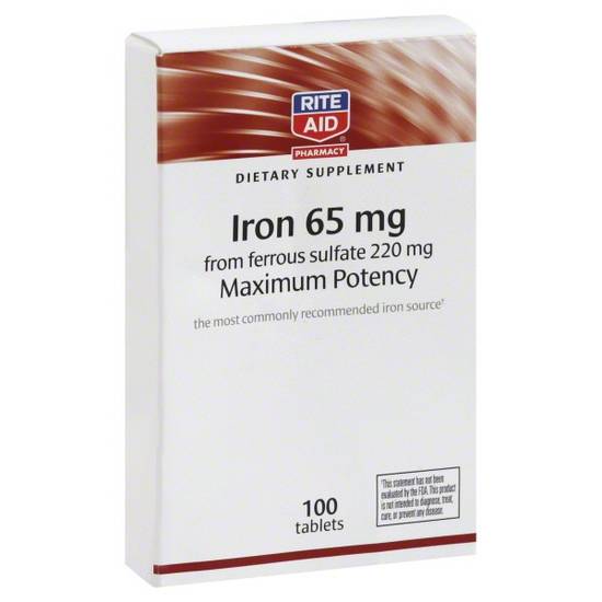 Order Rite Aid Iron Tablets Maximum Potency 65mg (100 ct) food online from Rite Aid store, Palm Desert on bringmethat.com