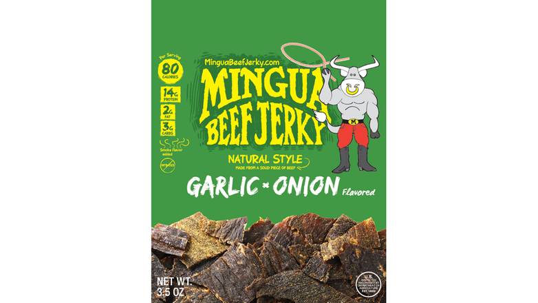 Order Mingua Beef Jerky - Garlic & Onion food online from Red Roof Market store, Lafollette on bringmethat.com