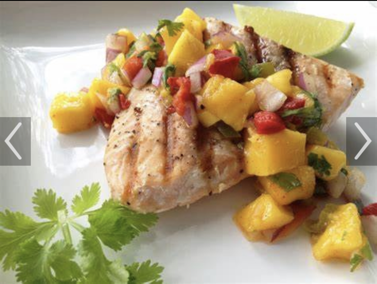 Order Grilled Salmon Mango Sauce (GF) food online from Luck thai store, Brooklyn on bringmethat.com