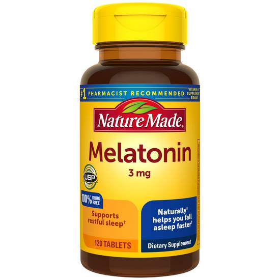 Order Nature Made Melatonin Tablets 3mg (120 ct) food online from Rite Aid store, Palm Desert on bringmethat.com