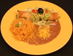 Order G. Flauta Chicken or Beef with Guacamole food online from Manuel's Mexican store, Tempe on bringmethat.com