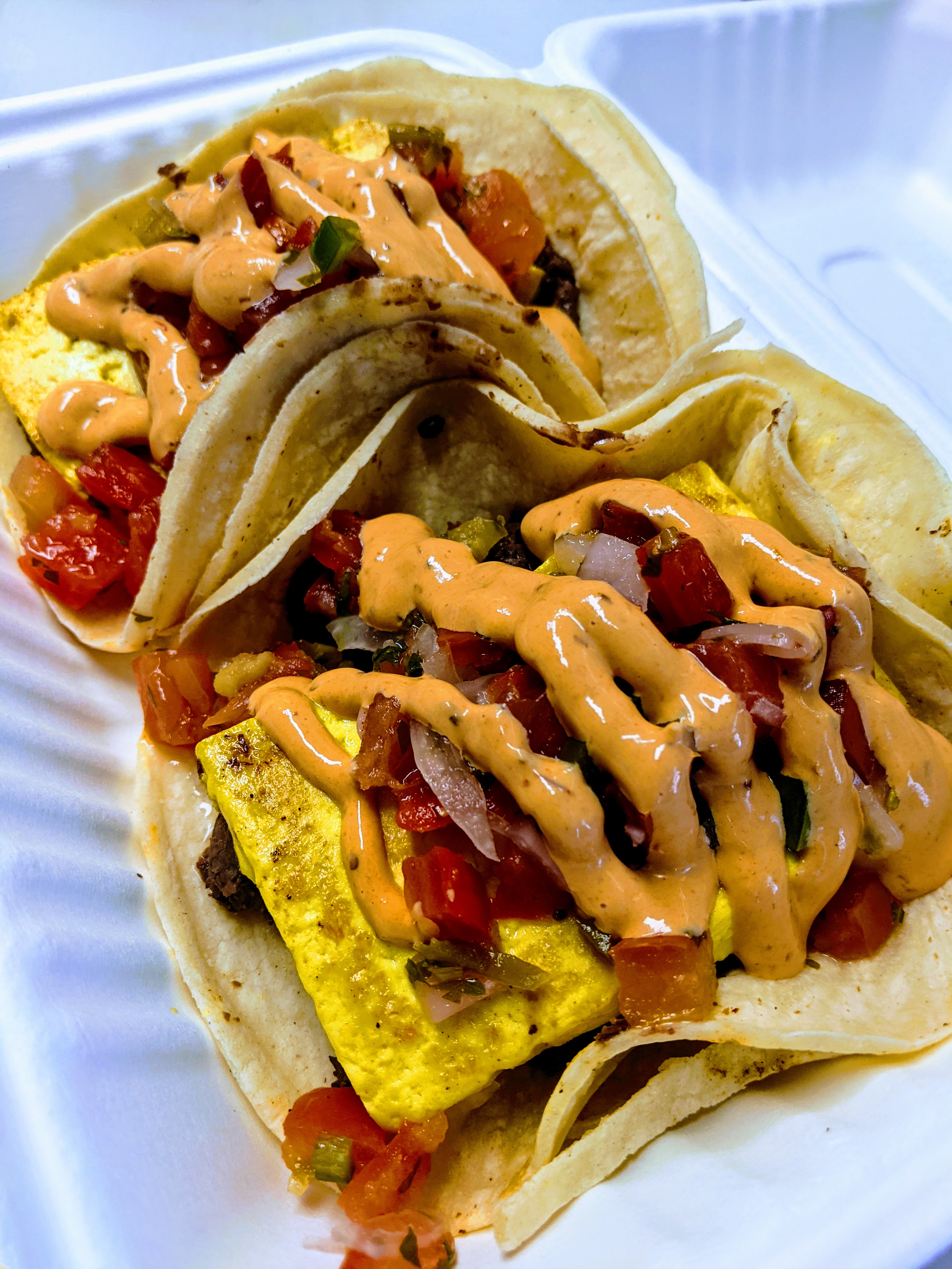 Order Huevos Rancheros Tacos (2) food online from Algorithm Restaurants store, Philadelphia on bringmethat.com