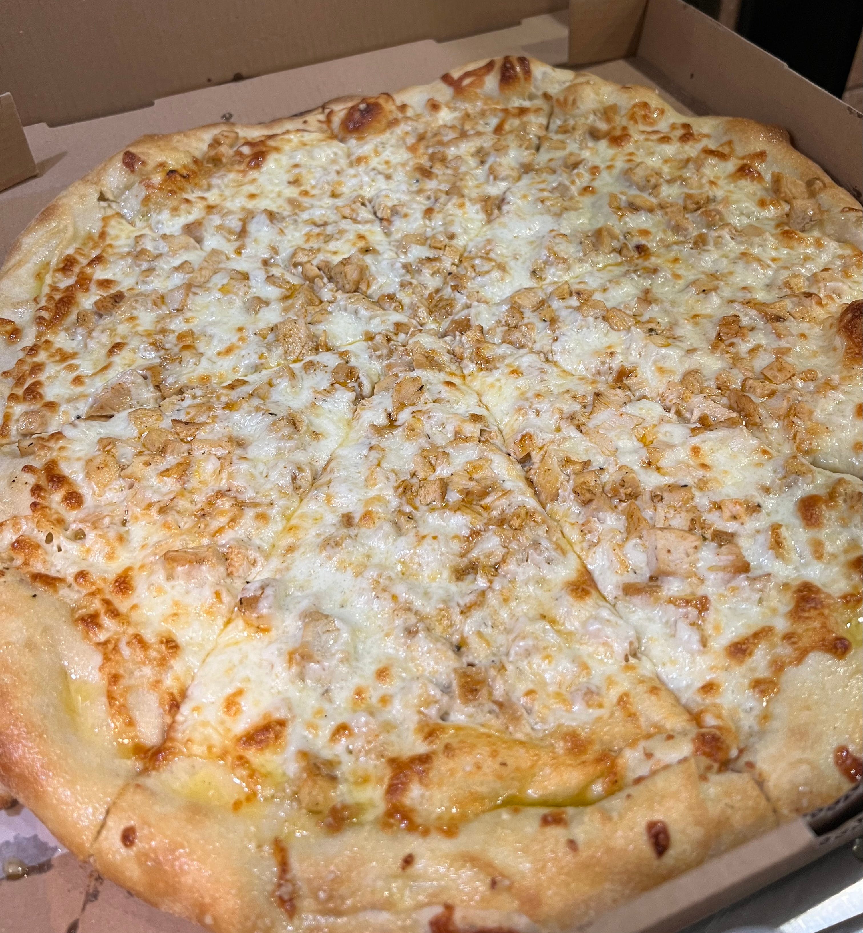 Order Grilled Chicken Pizza - Medium 14'' (8 Slices) food online from Evo Brick Oven Pizza store, Philadelphia on bringmethat.com