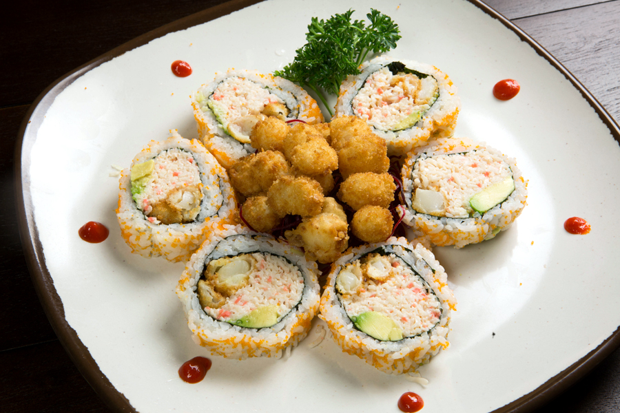 Order Crunch Scallop Roll food online from Hi Sushi store, Bakersfield on bringmethat.com