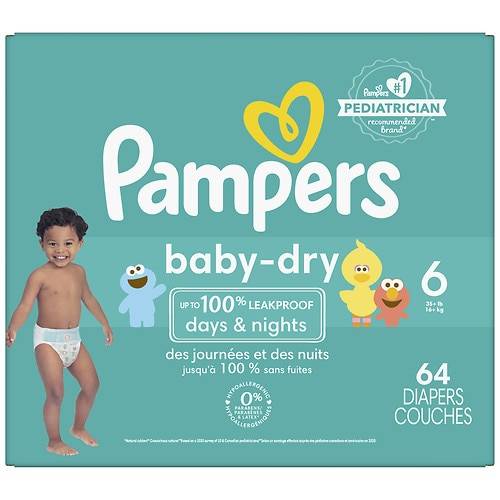 Order Pampers Baby Dry Extra Protection Diapers Super Pack Size 6 - 64.0 ea food online from Walgreens store, Sharon on bringmethat.com