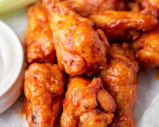 Order 10 PCS BUFFALO WINGS  W BBQ SAUCE food online from Crown Fried Chicken & Halal Foods store, Wilkes-Barre on bringmethat.com