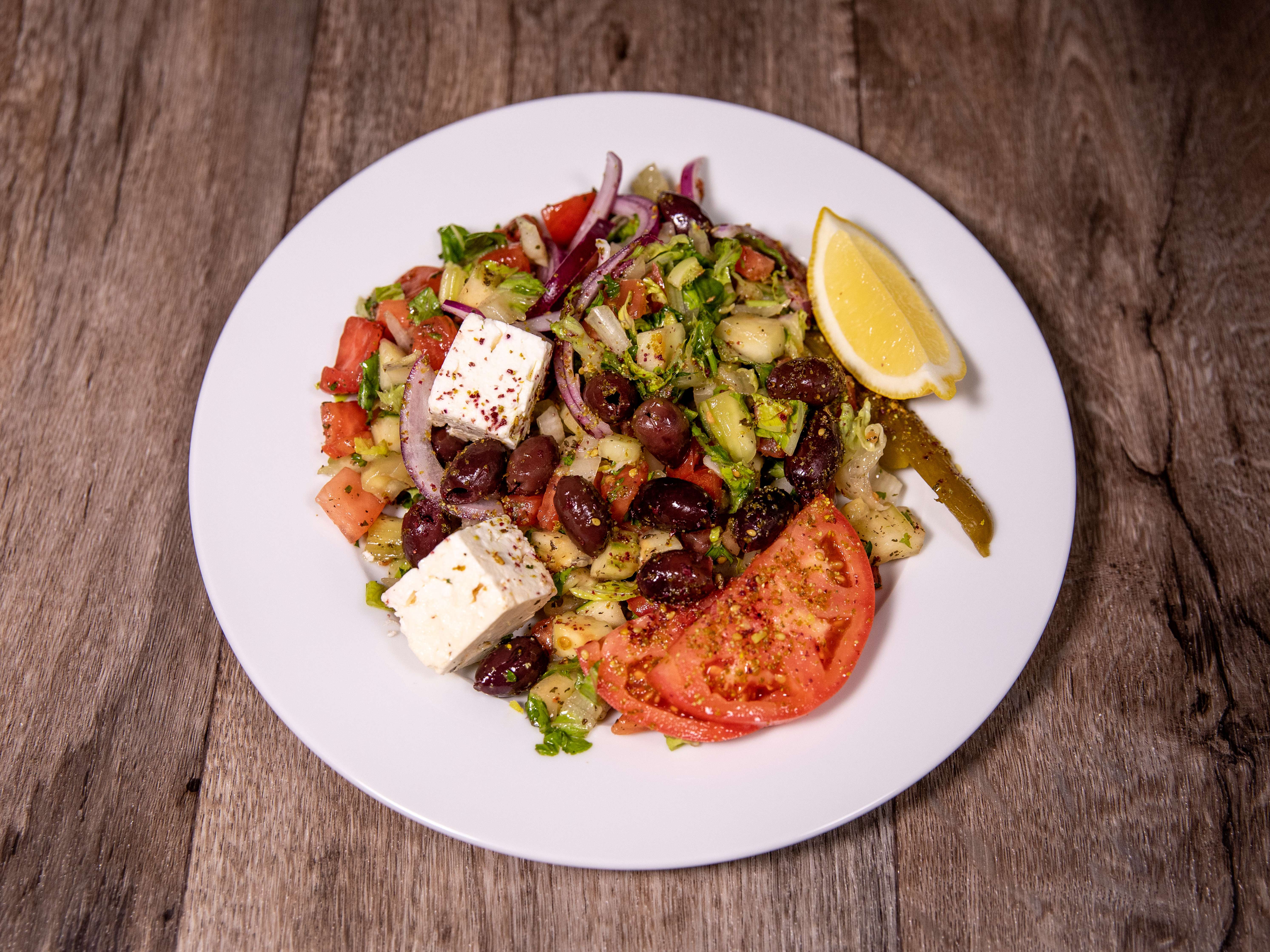 Order Greek Salad food online from La Shish Kabob store, Charlotte on bringmethat.com