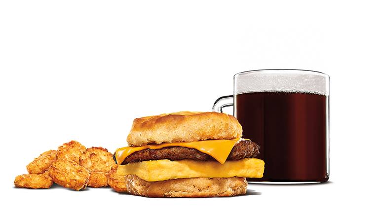 Order Sausage Egg & Cheese Biscuit Combo Medium food online from Burger King store, Rumford on bringmethat.com