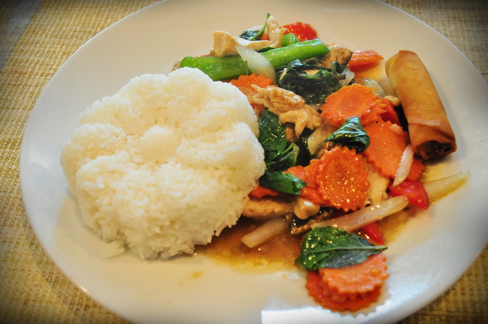 Order Lunch Spicy Basil food online from Rice Thai Cookery store, Portland on bringmethat.com
