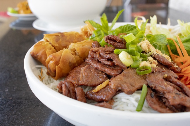 Order 93. BUN CHA GIO CHAY w/BBQ CHAY - BO SOY BEEF food online from Pho N Mor store, Chino Hills on bringmethat.com