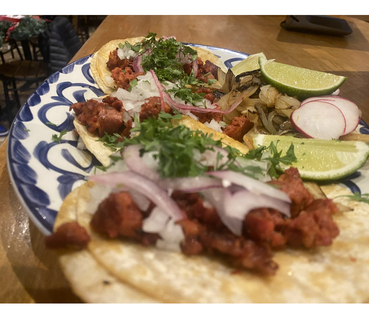 Order Chorizo Tacos food online from El Kucho Restaurant store, Brooklyn on bringmethat.com