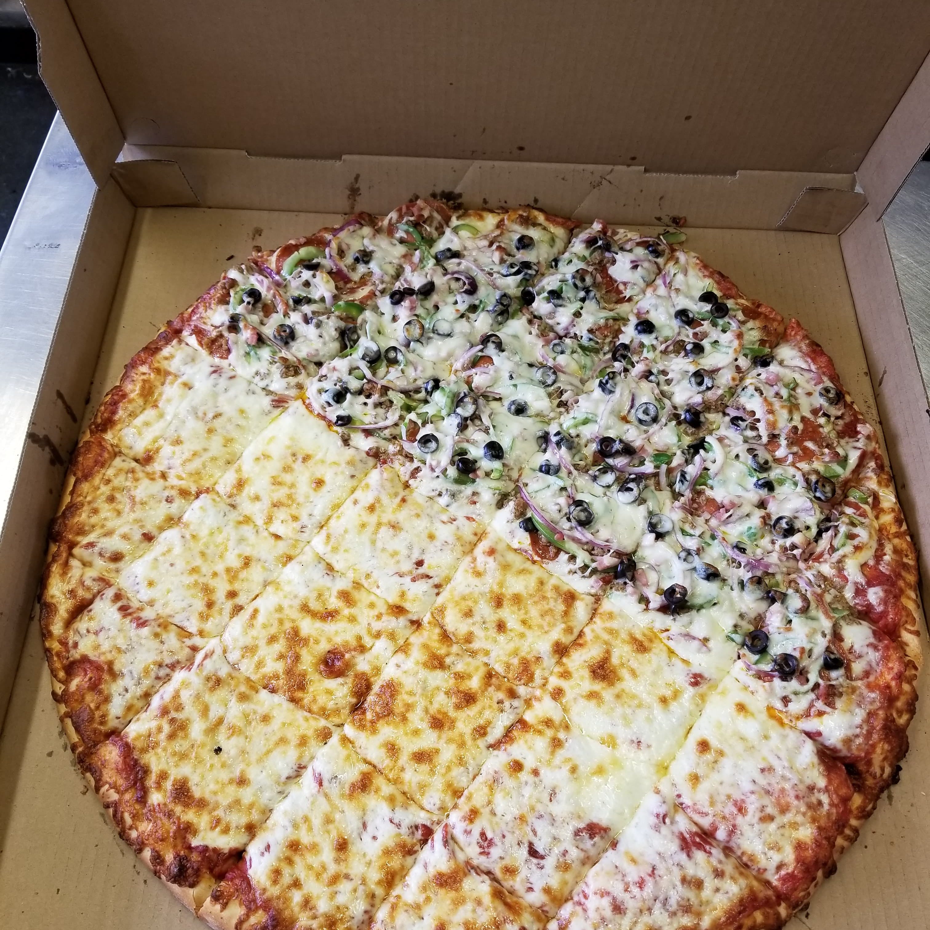 Order Half Specialty & Half Cheese Pizza - 12" (Serves 2-3 People) food online from Catalano's Pizza store, Long Beach on bringmethat.com