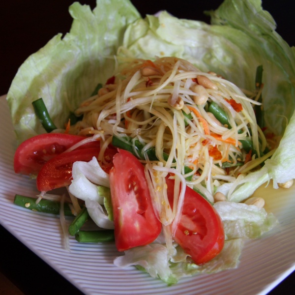 Order 26. Papaya Salad food online from Basil Thai Cuisine store, Huntington Beach on bringmethat.com