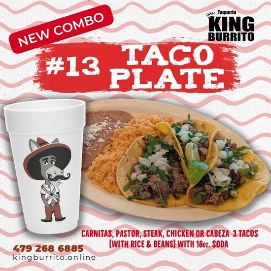 Order # 13 Taco Plate food online from BM Tacos Burritos & More TULSA SHERIDAN store, Tulsa on bringmethat.com