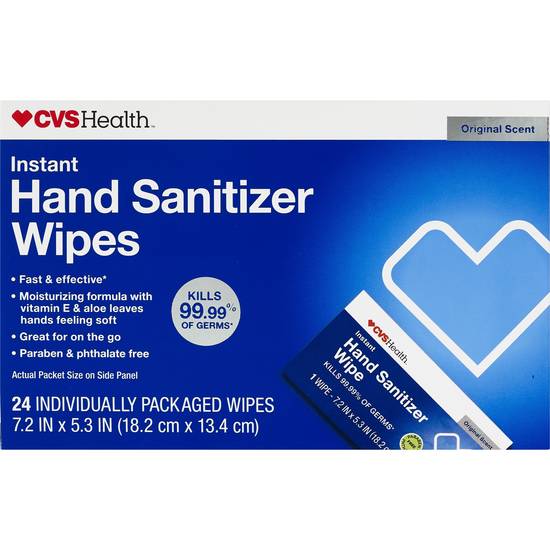 Order CVS Health Instant Hand Sanitizing Wipes, 24CT food online from CVS store, FRANKFORT on bringmethat.com