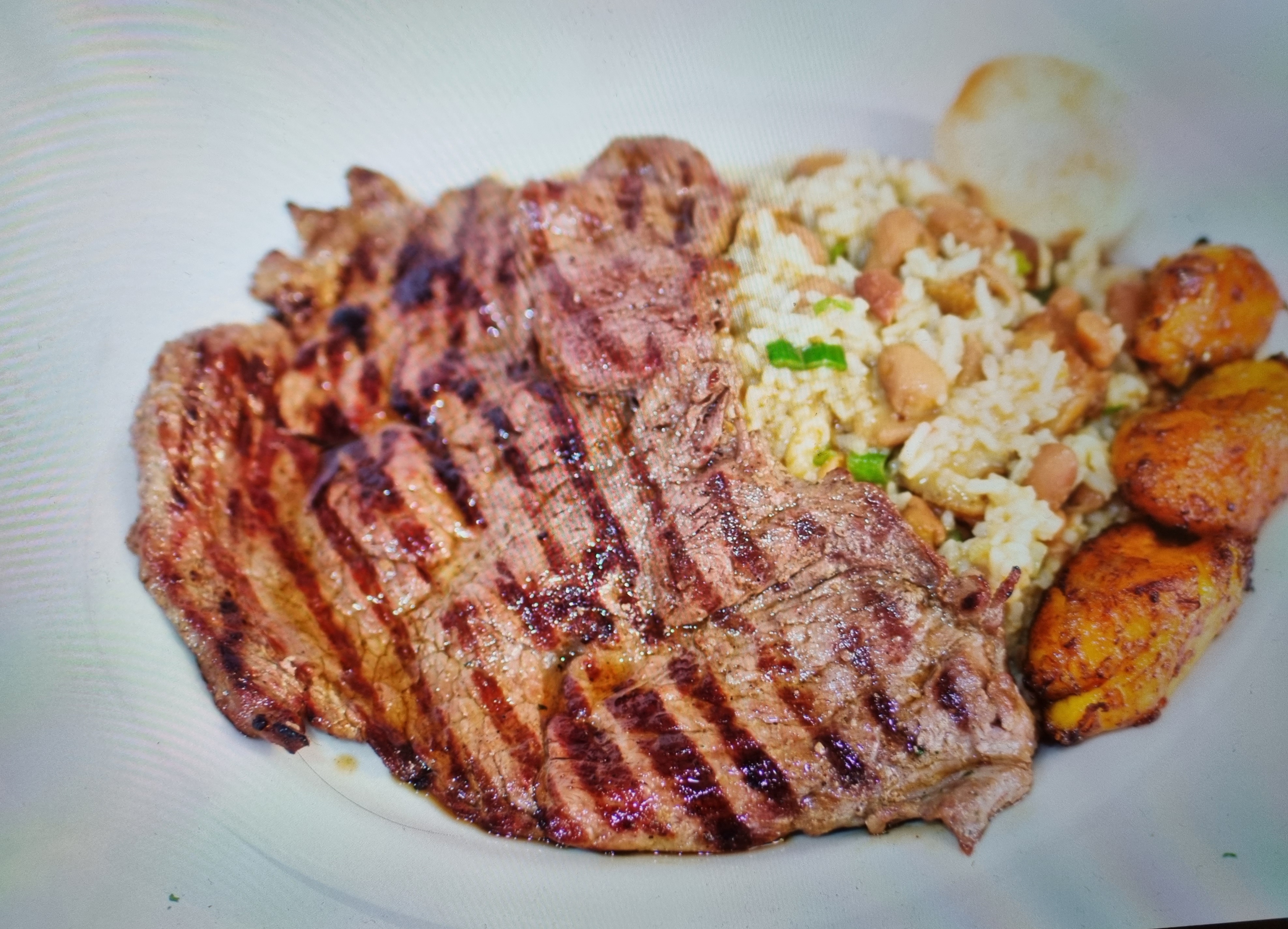 Order Calentado con Carne Asada / Mixed Rice and Grilled Steak food online from Mr. Mario store, College Point on bringmethat.com